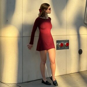 Burgundy Rat Boi Long Sleeve Dress